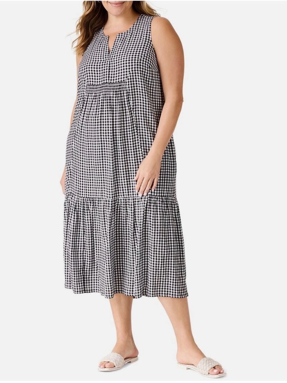 Easy Classic NIC+ZOE Plus Drapey Gingham Print Dress